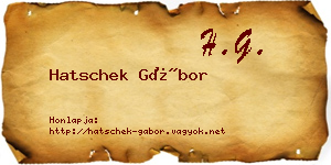 Hatschek Gábor névjegykártya